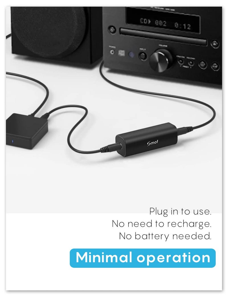 Smof Upgraded Ground Loop Noise Isolator, Noise Filter for Car Audio/Home Stereo System (Eliminate The Buzzing Noise Completely) with 3.5mm Audio Cable, Black - Image 5
